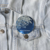 Winterwitte kerst ronde button 7,6 cm (In situ)