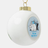 Winterwitte konijnenkonijnen keramische bal ornament (Links)