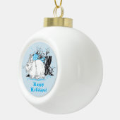 Winterwitte konijnenkonijnen keramische bal ornament (Rechts)