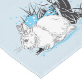 Winterwitte konijnenkonijnen korte tafelloper (Hoek)