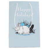 Winterwitte konijnenkonijnen medium cadeauzakje (Voorkant)