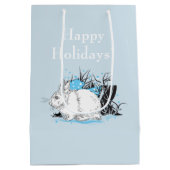 Winterwitte konijnenkonijnen medium cadeauzakje (Achterkant)