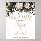 Winterwitte pinda's elegant welkomstbord poster (Voorkant)