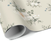 Winterwitte rozen met blauwe jeneverbes cadeaupapier (Rol Hoek)