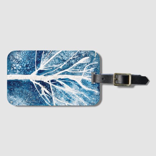 Winterwitte vogelboom Kerstmis Bagagelabel (Voorkant (horizontaal))
