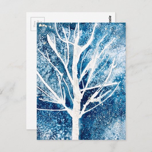 Winterwitte vogelboom Kerstmis Briefkaart (Voorkant / Achterkant)