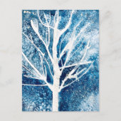 Winterwitte vogelboom Kerstmis Briefkaart (Voorkant)