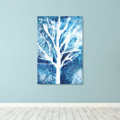 Winterwitte vogelboom Kerstmis Canvas Afdruk (Insitu (Houten vloer))