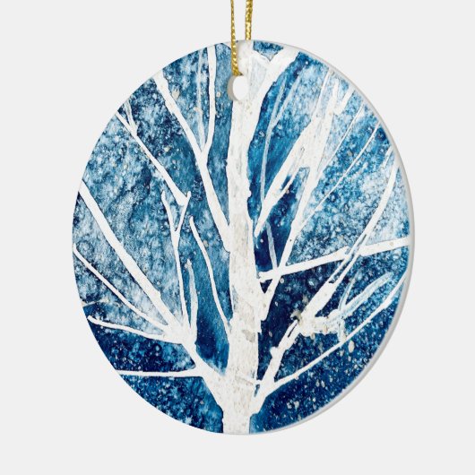 Winterwitte vogelboom Kerstmis Keramisch Ornament (Links)