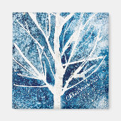 Winterwitte vogelboom Kerstmis Magneet (Voorkant)