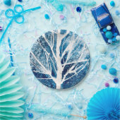 Winterwitte vogelboom Kerstmis Papieren Bordje (Feest)