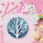 Winterwitte vogelboom Kerstmis Papieren Bordje (Feest)