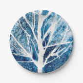 Winterwitte vogelboom Kerstmis Papieren Bordje (Voorkant)