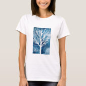 Winterwitte vogelboom Kerstmis T-shirt (Voorkant)