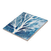 Winterwitte vogelboom Kerstmis Tegeltje (Zijkant)