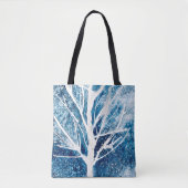 Winterwitte vogelboom Kerstmis Tote Bag (Voorkant)