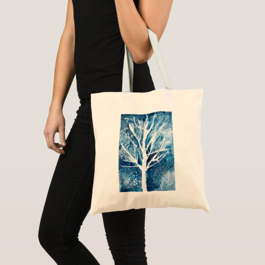 Winterwitte vogelboom Kerstmis Tote Bag (Voorkant (product))
