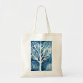 Winterwitte vogelboom Kerstmis Tote Bag (Voorkant)