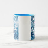 Winterwitte vogelboom Kerstmis Tweekleurige Koffiemok (Center)