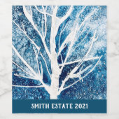 Winterwitte vogelboom Kerstmis Wijn Etiket (Enkel label)