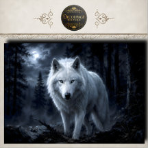 Winterwolf in Besneeuwd Bos Decoupage Papier | Roe