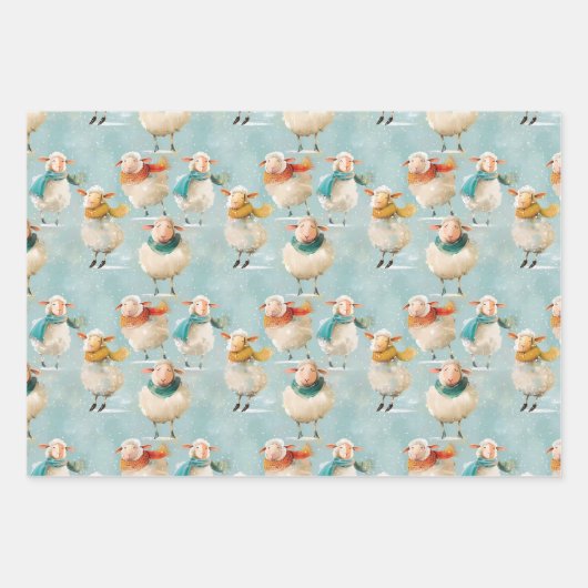 Winterwollig schaap inpakpapier vel (Voorkant)