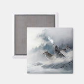 Winterwolven met sneeuwhowling magneet (Voorkant / Achterkant)