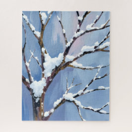 Winterwonderland Besneeuwde Boomtakken Geschilderd Legpuzzel