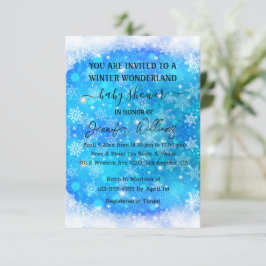 winterwonderland blauw sneeuwvlokken baby shower kaart