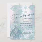 Winterwonderland blauwe jurk kaart (Voorkant)