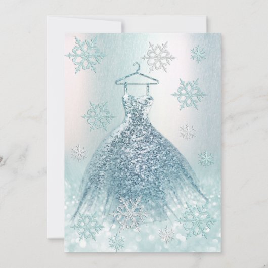 Winterwonderland blauwe jurk kaart (Achterkant)
