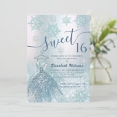 Winterwonderland blauwe jurk kaart (Staand voorkant)