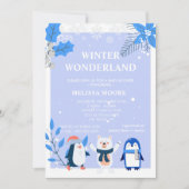 Winterwonderland blauwe pinguïn polar beer kaart (Voorkant)