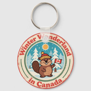 Winterwonderland in Canada Kunst Sleutelhanger