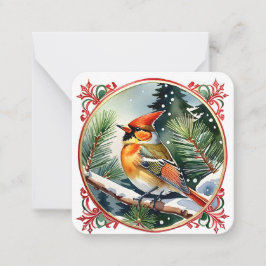 Winterwonderland: Kardinaal Kerstmis Notitiekaartje