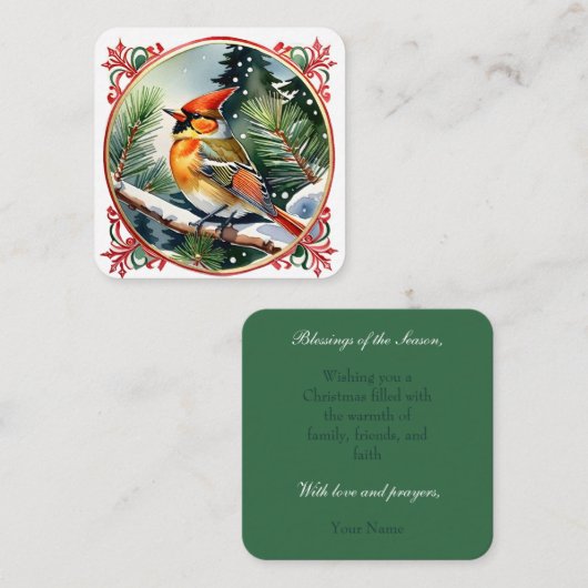  Winterwonderland: Kardinaal Kerstmis Notitiekaartje (Voorkant / Achterkant)