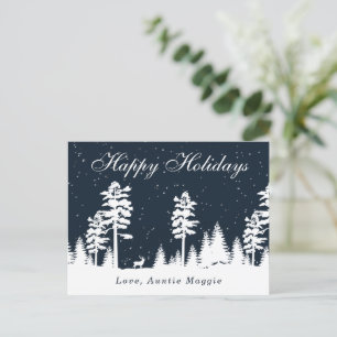 Winterwonderland: kerstfeestdag in silhouet briefkaart