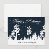 Winterwonderland: kerstfeestdag in silhouet briefkaart (Voorkant / Achterkant)