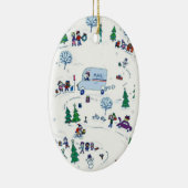 winterwonderland kerstversiering keramisch ornament (Rechts)