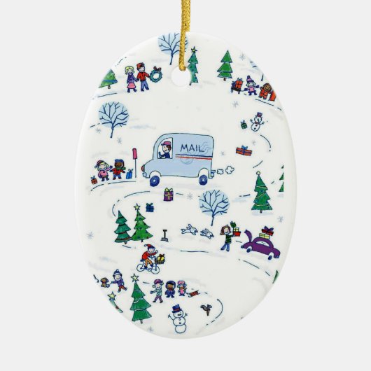 winterwonderland kerstversiering keramisch ornament (Voorkant)