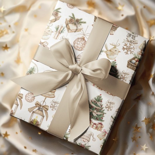 Winterwonderland met Ornamenten en vogels Cadeaupapier