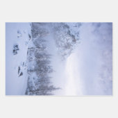 Winterwonderland, mist, sparrenbos en berg inpakpapier vel (Voorkant 3)