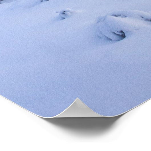 Winterwonderland, mist, sparrenbos en berg poster (Hoek)