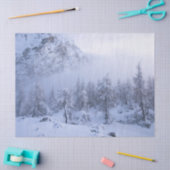 Winterwonderland, mist, sparrenbos en berg tissuepapier (Craft)