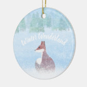 Winterwonderland scène met vos keramisch ornament (Links)