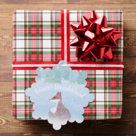 Winterwonderland scène met vos ornament kaart