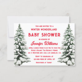 winterwonderland sneeuwbomen baby shower rood kaart