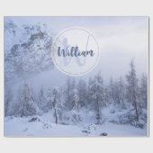 Winterwonderland sneeuwmoesson cadeaupapier (Vlak)