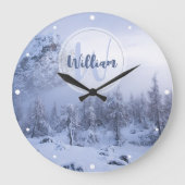 Winterwonderland sneeuwmoesson grote klok (Voorkant)