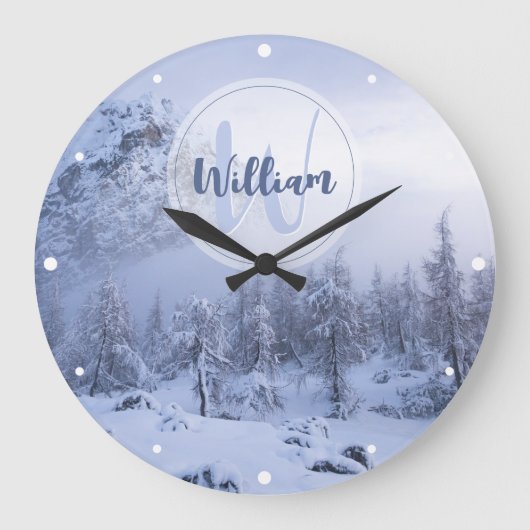 Winterwonderland sneeuwmoesson grote klok (Voorkant)
